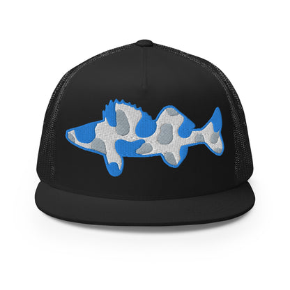 Camo Walleye 5 Panel Trucker Cap