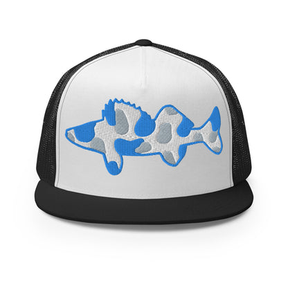 Camo Walleye 5 Panel Trucker Cap