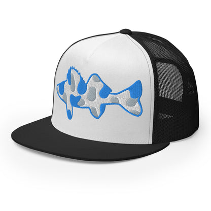 Camo Walleye 5 Panel Trucker Cap