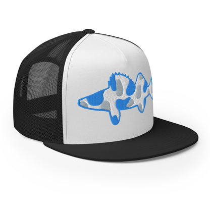 Camo Walleye 5 Panel Trucker Cap