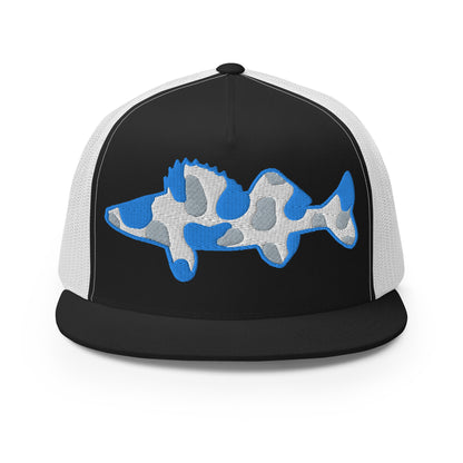 Camo Walleye 5 Panel Trucker Cap
