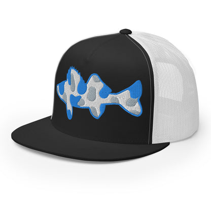 Camo Walleye 5 Panel Trucker Cap