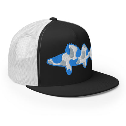 Camo Walleye 5 Panel Trucker Cap