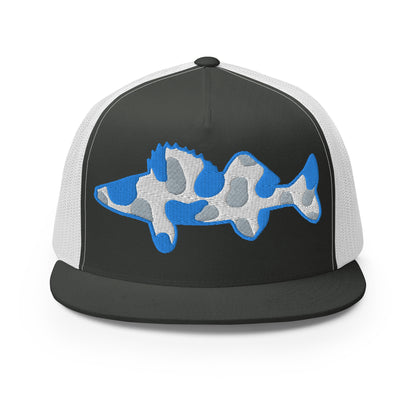Camo Walleye 5 Panel Trucker Cap