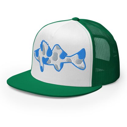 Camo Walleye 5 Panel Trucker Cap