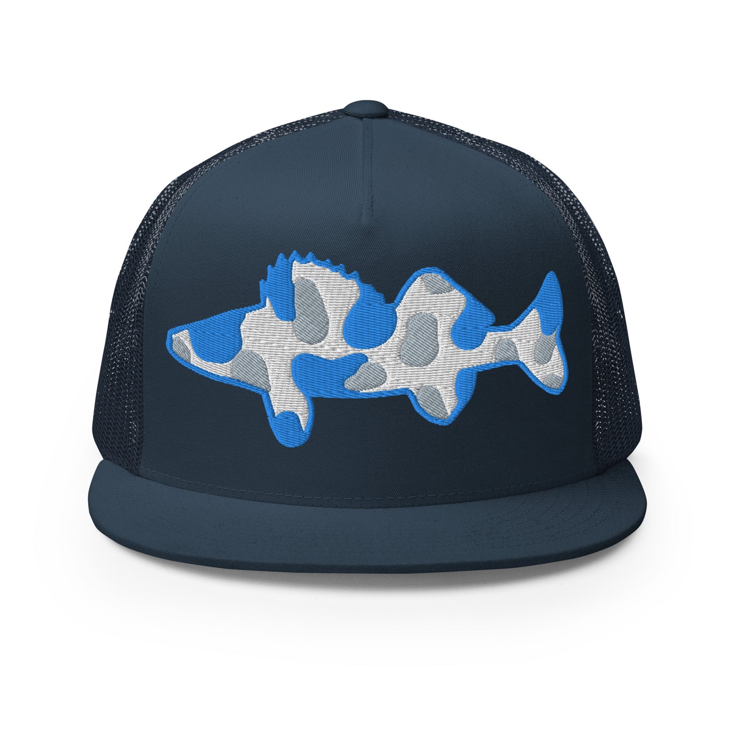 Camo Walleye 5 Panel Trucker Cap