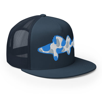 Camo Walleye 5 Panel Trucker Cap