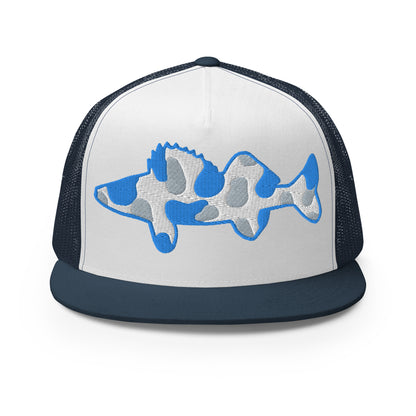Camo Walleye 5 Panel Trucker Cap