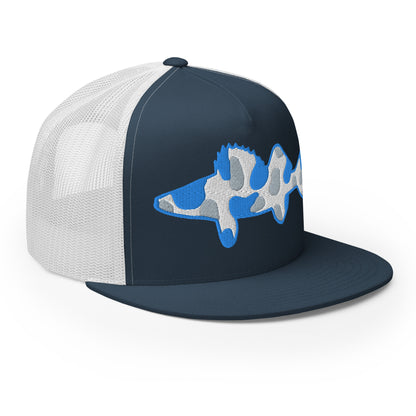 Camo Walleye 5 Panel Trucker Cap