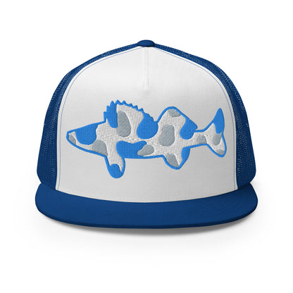 Camo Walleye 5 Panel Trucker Cap