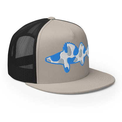 Camo Walleye 5 Panel Trucker Cap