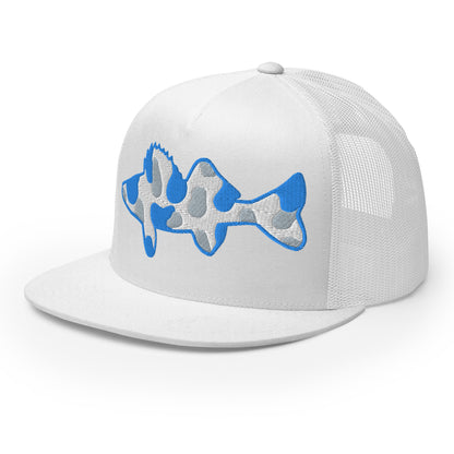 Camo Walleye 5 Panel Trucker Cap
